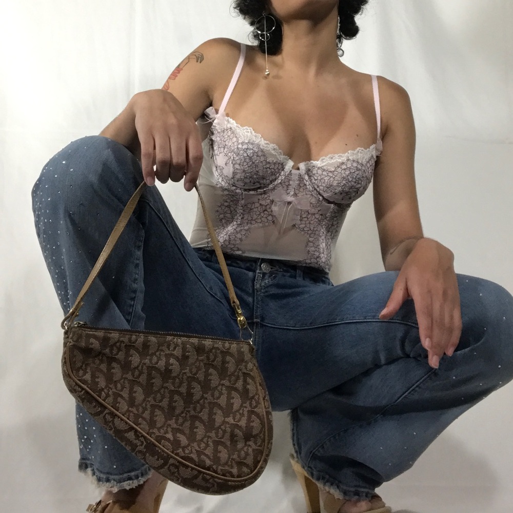 Vintage Dior Brown Saddle Bag Mini